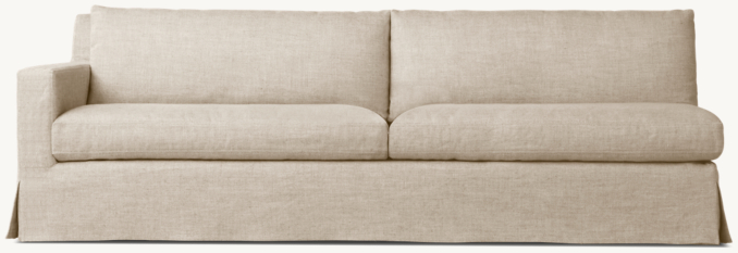 Front view of Belgian Track Arm Slipcovered Left-Arm Sofa 
