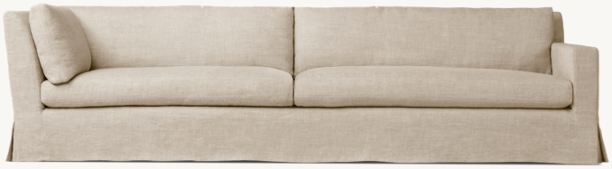 Front view of Belgian Track Arm Slipcovered Right-Arm Return Sofa 