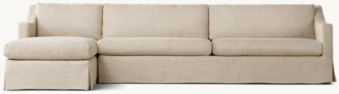 Belgian Slipcovered Classic Slope Arm Left-Arm Sofa-Chaise Sectional
