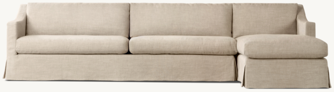 Belgian Slipcovered Classic Slope Arm Right-Arm Sofa-Chaise Sectional