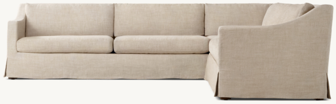 Belgian Slipcovered Classic Slope Arm Right-Arm L-Sectional