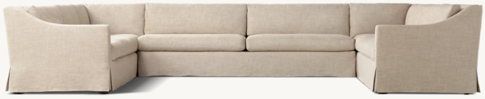Belgian Slipcovered Classic Slope Arm U-Sofa Sectional