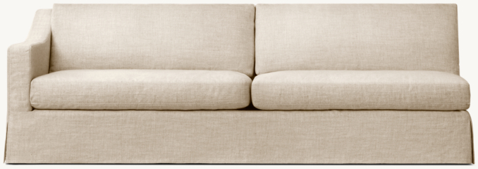 Front view of Belgian Slipcovered Classic Slope Arm Left-Arm Sofa 