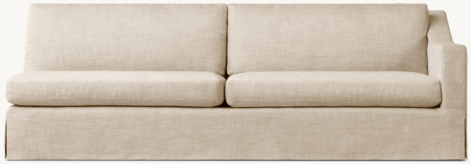 Front view of Belgian Classic Slope Arm Slipcovered Right-Arm Sofa 