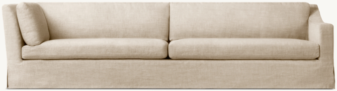 Front view of Belgian Classic Slope Arm Slipcovered Right-Arm Return Sofa 