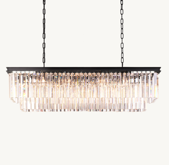 1920s Odeon Rectangular Chandelier 49\"