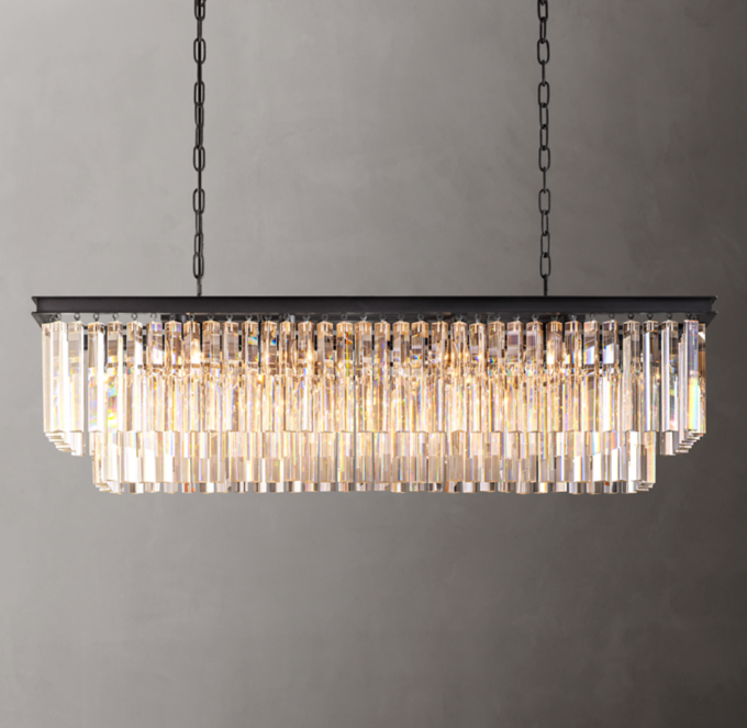 1920s Odeon Rectangular Chandelier 49\"