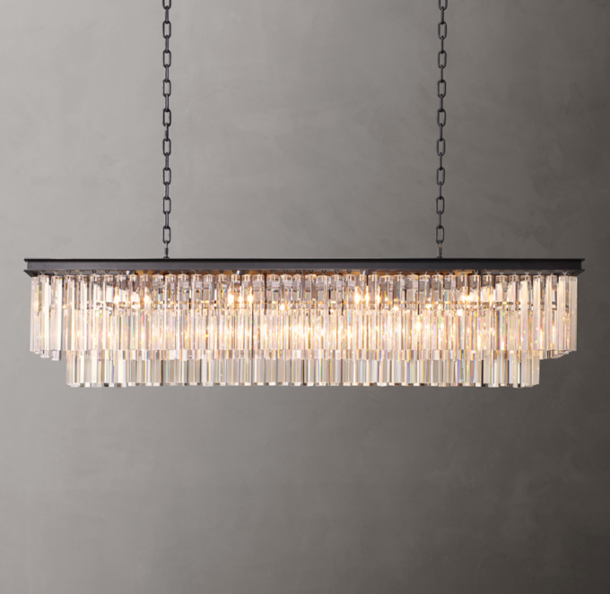 1920s Odeon Rectangular Chandelier 59\"