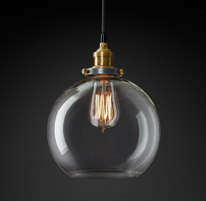 20th C. Factory Filament Clear Glass Café Pendant