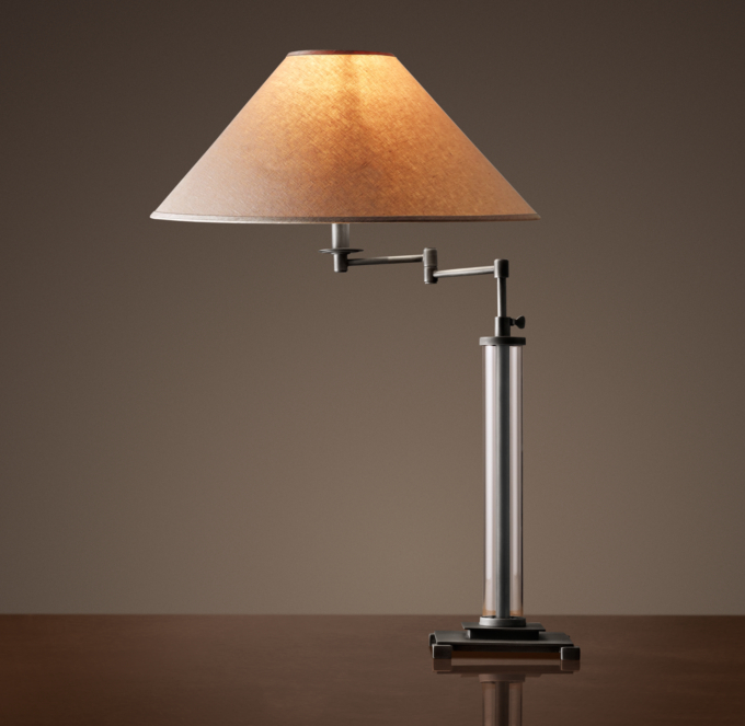 French Column Glass SwingArm Table Lamp