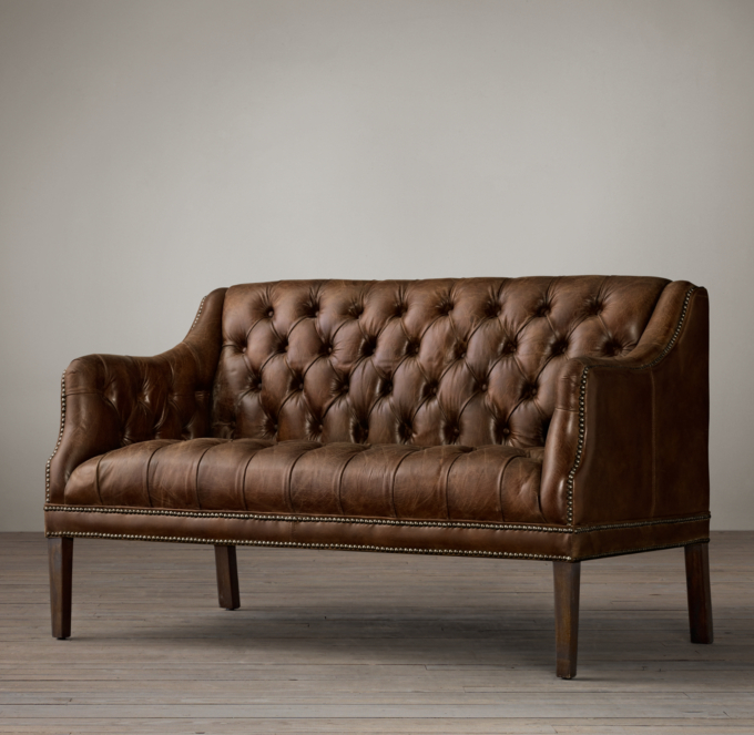 Everett Tufted Leather Settee