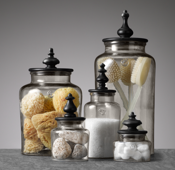 Turned Finial Glass Jars