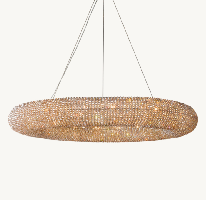 Crystal Halo Smoke Round LED Chandelier 72\"