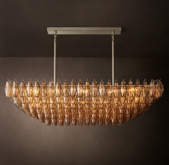 54" chandelier shown in Satin Nickel.
