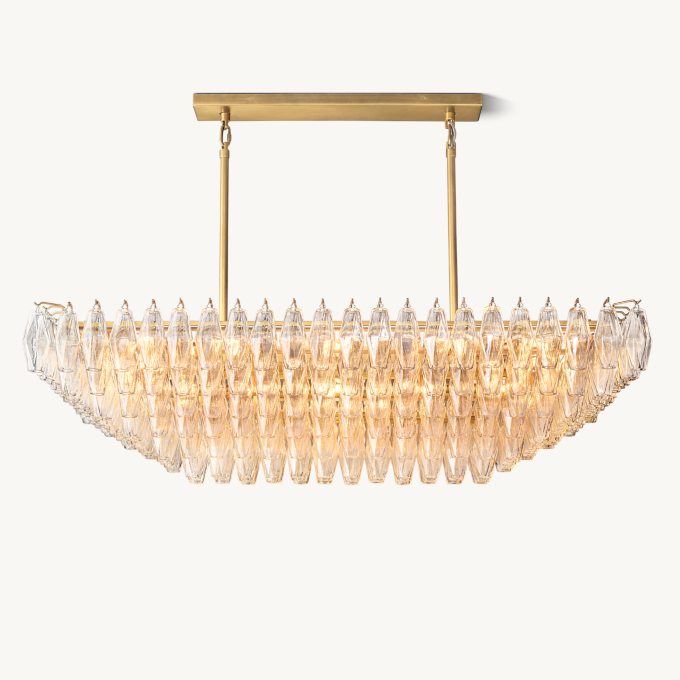 Chiara Clear Glass Tiered Rectangular Chandelier 54\"