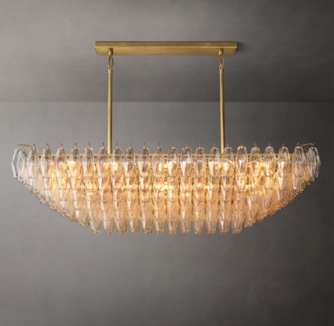 Chiara Clear Glass Tiered Rectangular Chandelier 54\"