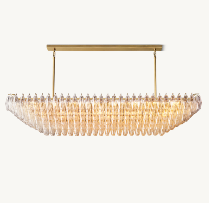 Chiara Clear Glass Tiered Rectangular Chandelier 74\"