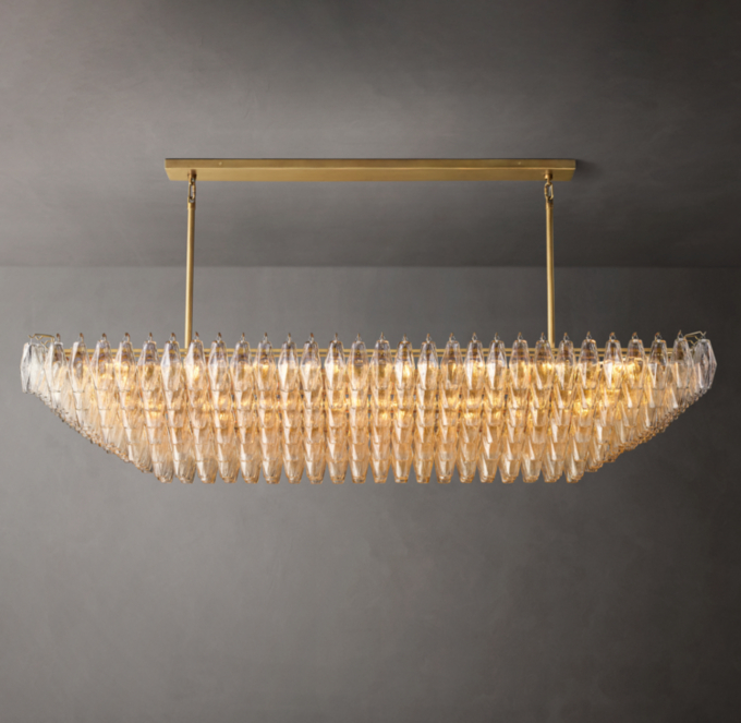 Chiara Clear Glass Tiered Rectangular Chandelier 74\"