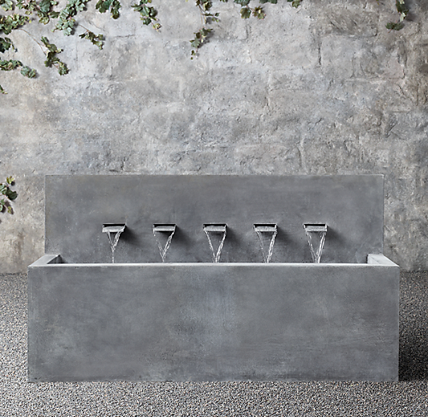 Weathered Zinc Wall Fountain 5Spout Trough