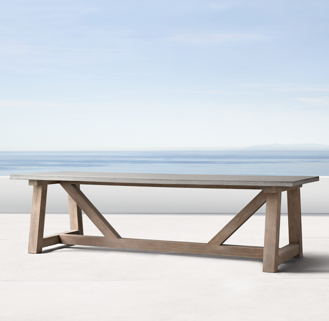 i x dimensions 13 beam 4 Rectangular Table Concrete Beam & Dining Teak French Weathered