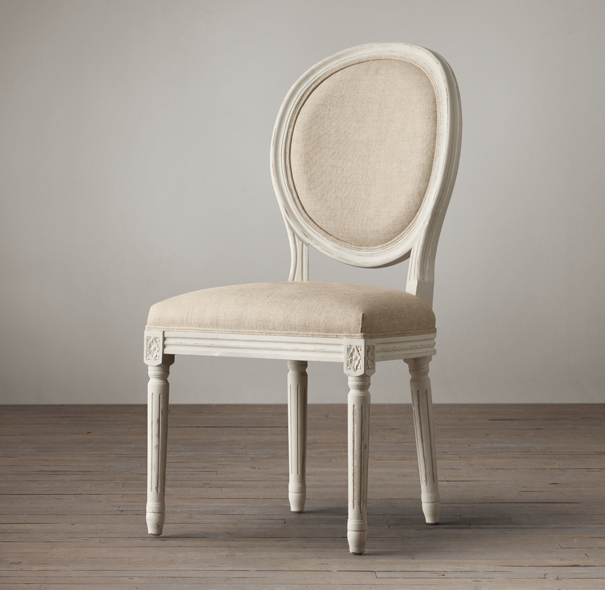 Vintage French Round Fabric Side Chair