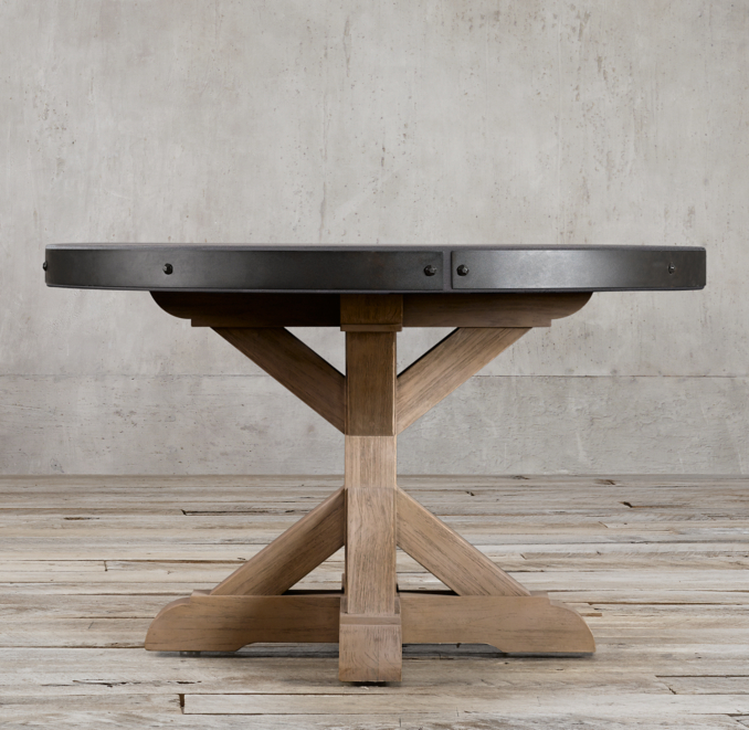 Salvaged Wood & Concrete X-Base Round Dining Table