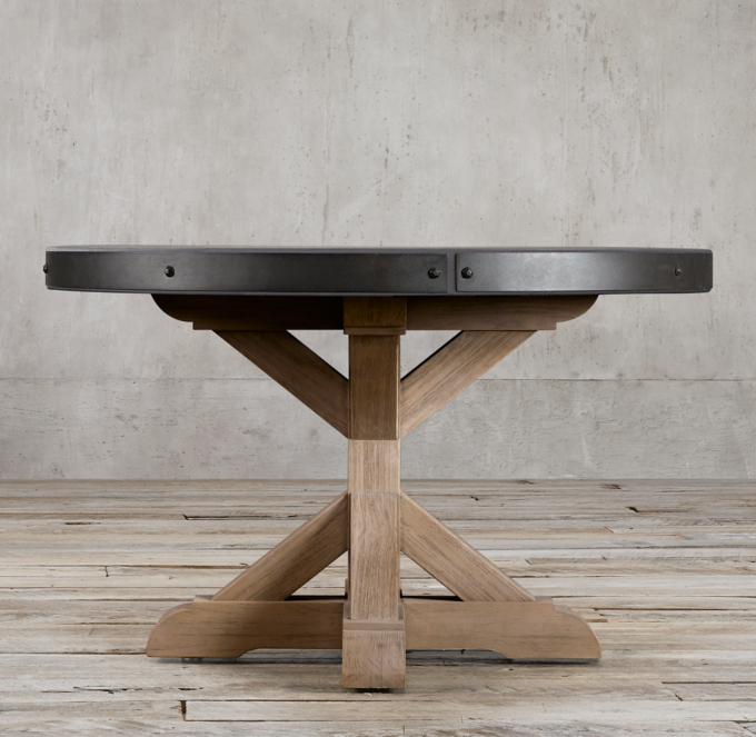 Salvaged Wood & Concrete X-Base Round Dining Table