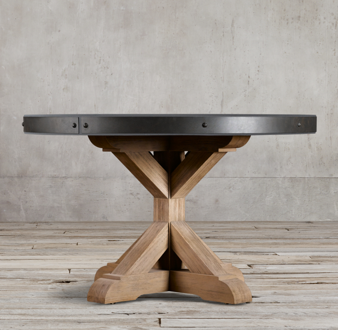 Salvaged Wood & Concrete XBase Round Dining Table