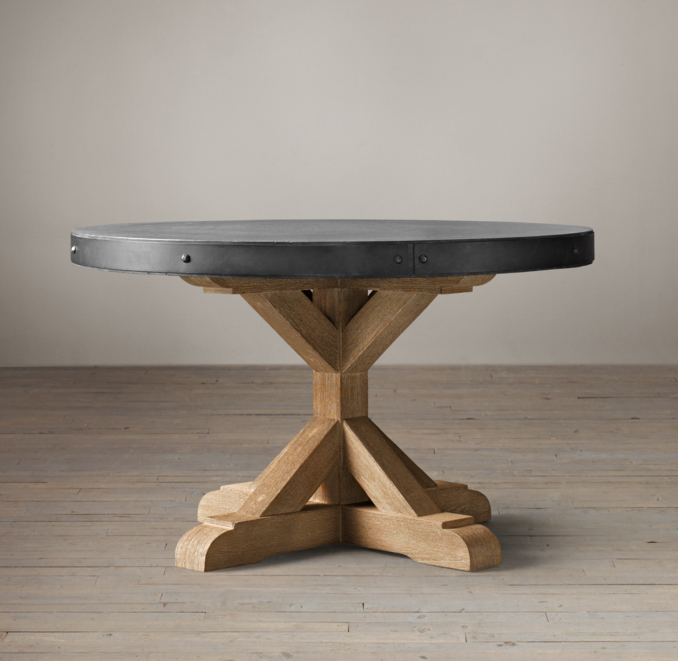 Salvaged Wood & Concrete XBase Round Dining Table