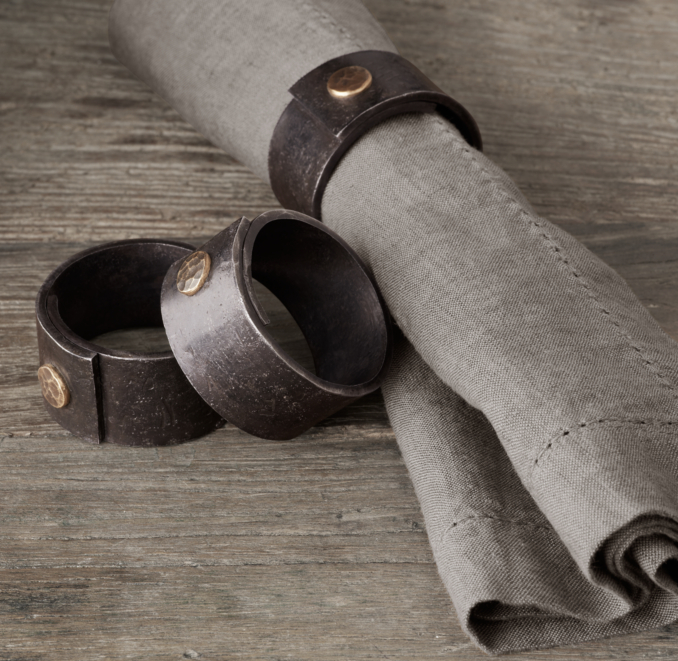 Hammered Steel Rivet Napkin Rings (Set of 4)