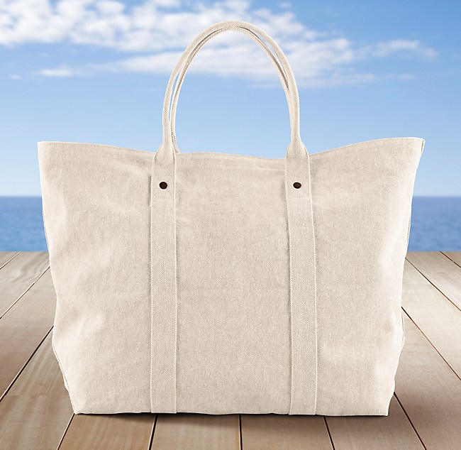 Washed Canvas Beach Tote - Ivory