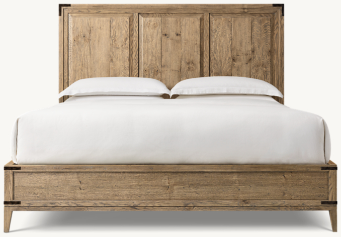 Front view of Cayden Campaign Panel Bed With Corner Brackets 