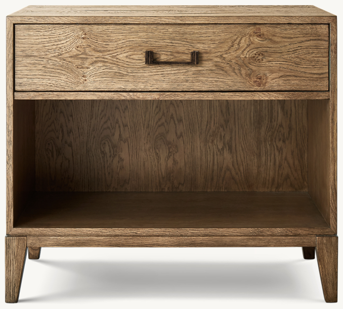 32" nightstand shown in Waxed Natural Oak/Bronze.
