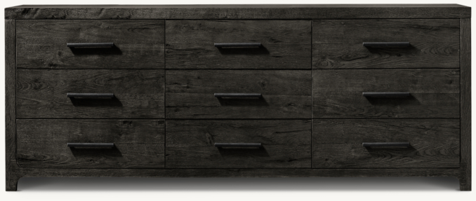 Front view of Davos Oak 9-Drawer Dresser 
