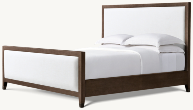Three Quarter view of Graydon Shagreen Fabric Panel Bed With Footboard 