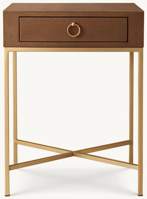 Graydon Shagreen Square Bedside Table With Metal Base