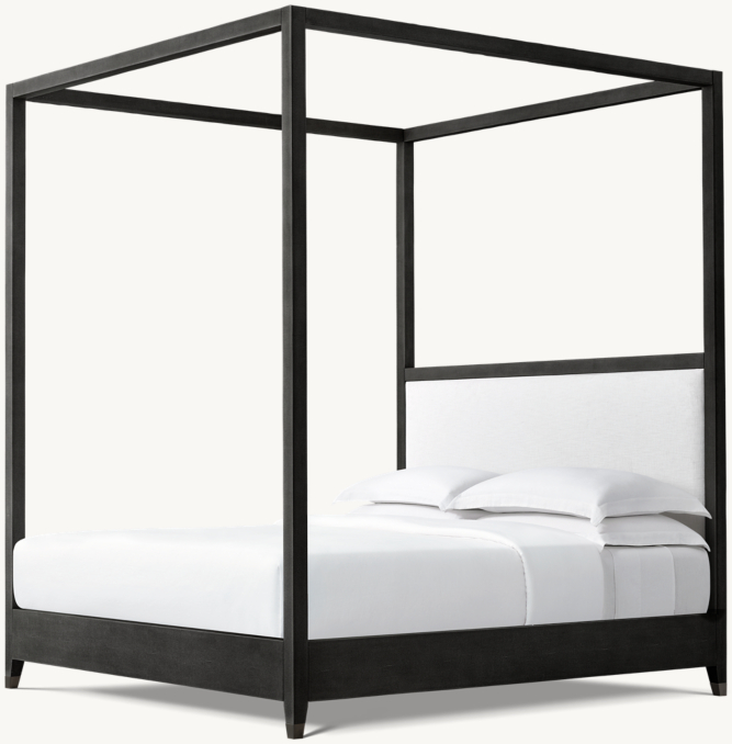 Three Quarter view of Graydon Shagreen Fabric Panel Canopy Bed 
