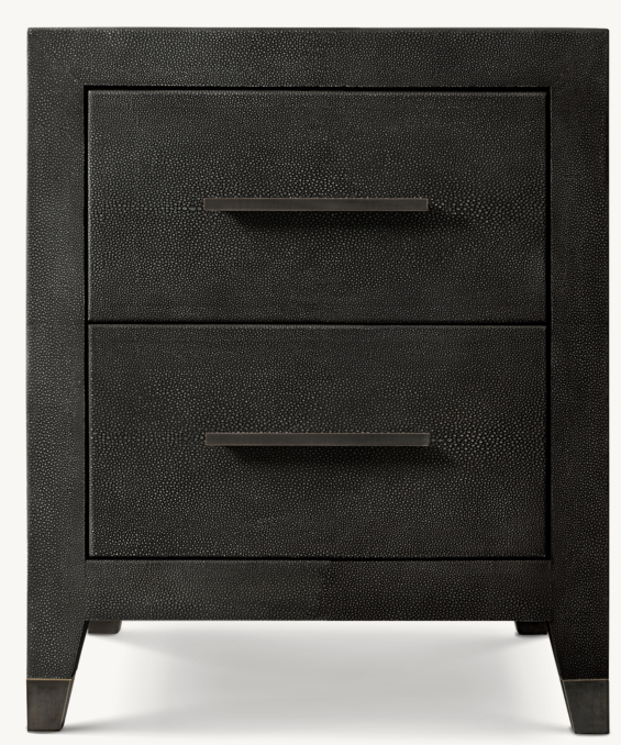 Front view of Graydon Shagreen Closed Nightstand 