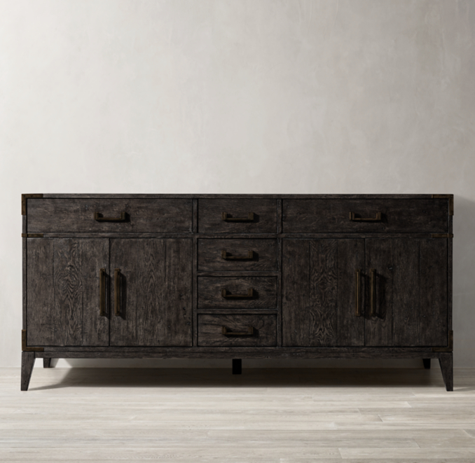 Cayden Campaign Double Vanity Base with Corner Brackets