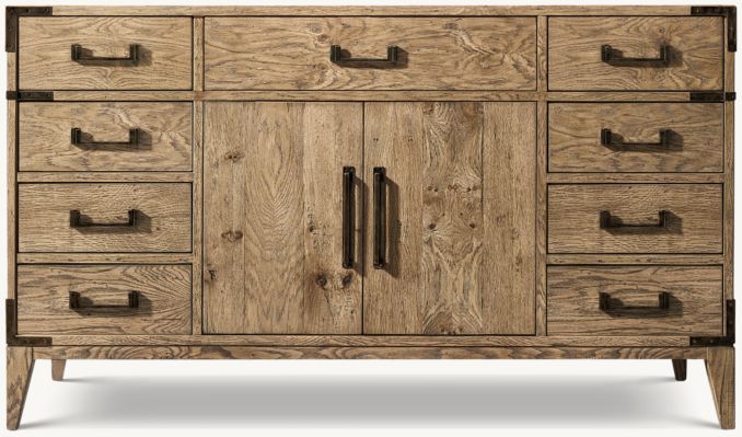 Front view of Cayden Campaign Single Extra-Wide Vanity Base 