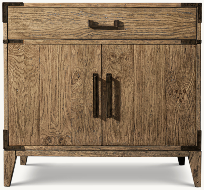 Front view of Cayden Campaign Single Vanity Base With Corner Brackets 
