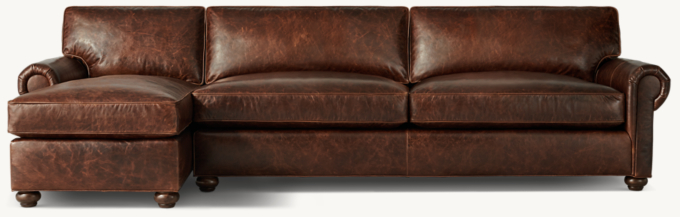 Original Lancaster Leather Left-Arm Sofa-Chaise Sectional