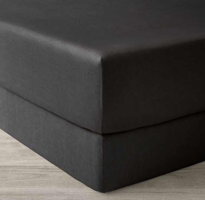 Front view of Italian Heritage Washed Linen Box-Spring Cover