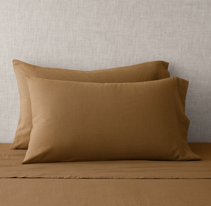 Front view of Italian Garment-Dyed Cotton Gauze Pillowcases (Set Of 2) 