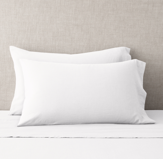 RH (King Size - White) Italian Garment-Dyed Cotton Gauze Pillowcases