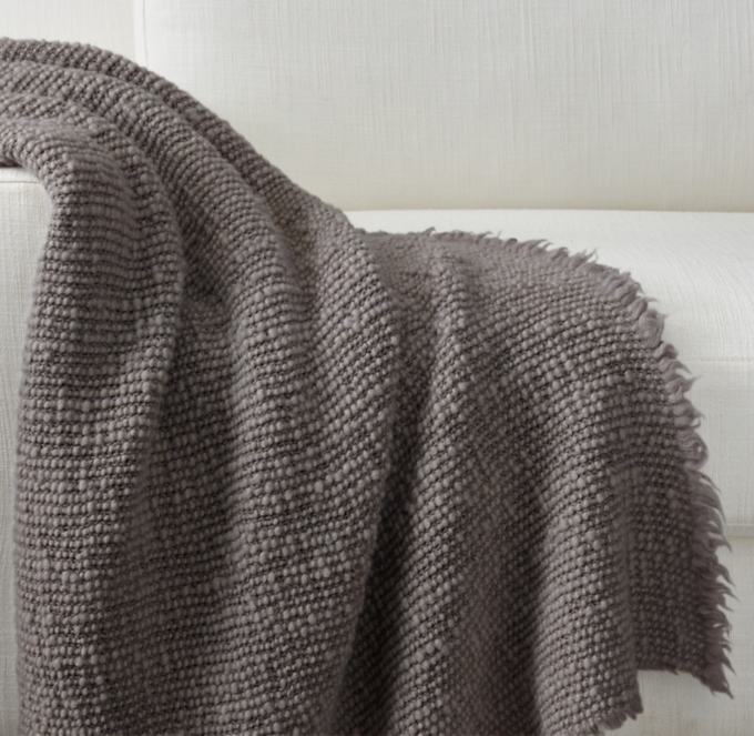 Italian Garment-Dyed Chunky Textured Wool Throw
