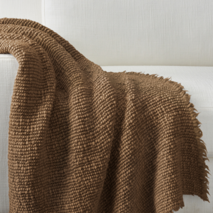 Italian Garment-Dyed Chunky Textured Wool Throw