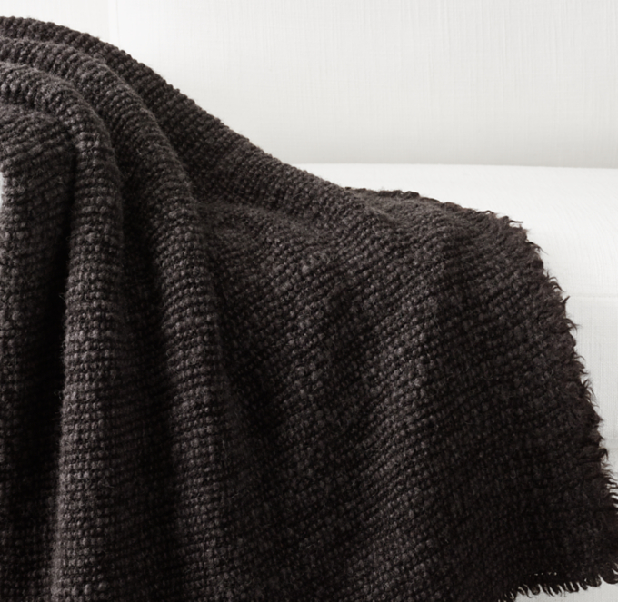 Italian Garment-Dyed Chunky Textured Wool Throw