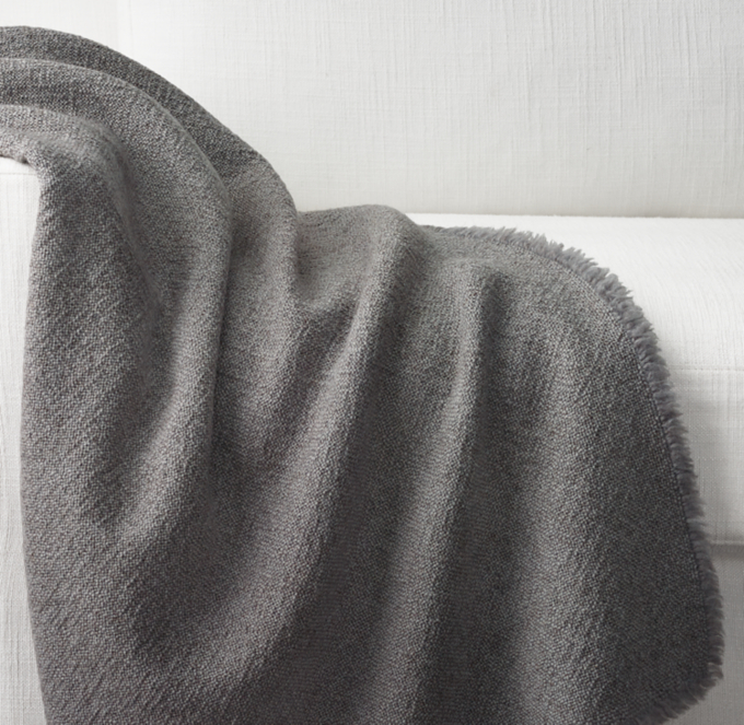 Italian Garment-Dyed Textured Wool Throw
