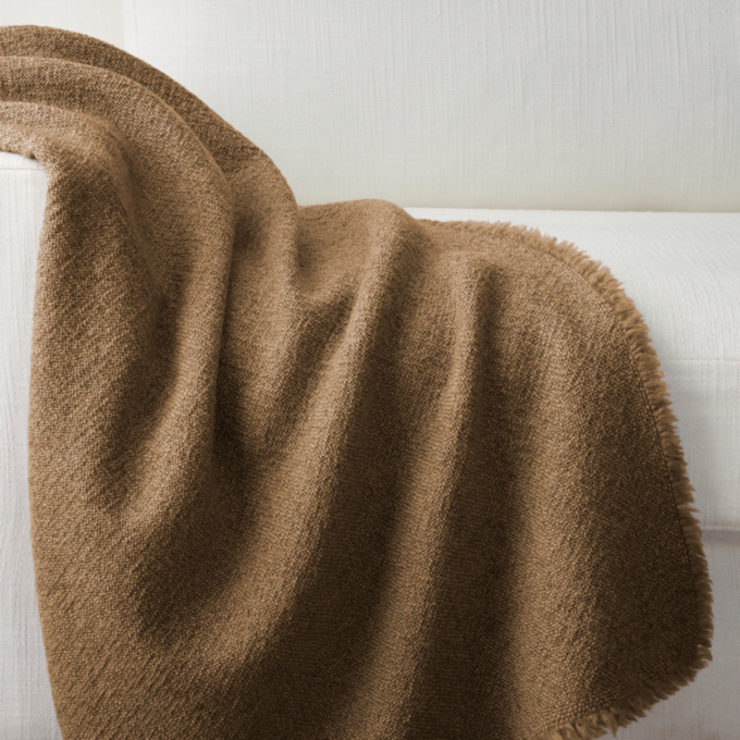Italian Garment-Dyed Textured Wool Throw
